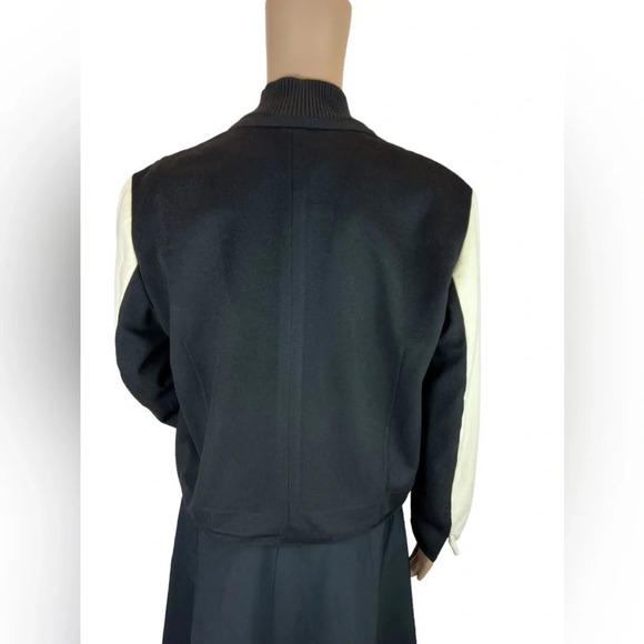 AKRIS PUNTO WOMENS MOCK NECK FULL ZIP BLAZER JACKET CREAM BLACK SIZE US 8 WOOL - Picture 5 of 13